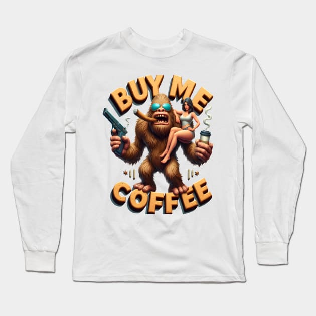 Enchanted Ride on a Furry Giant Buy Me A Coffee Long Sleeve T-Shirt by coollooks